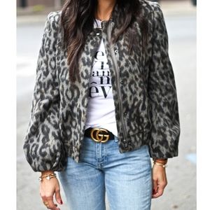 Banana Republic Gray Leopard Print Jacket